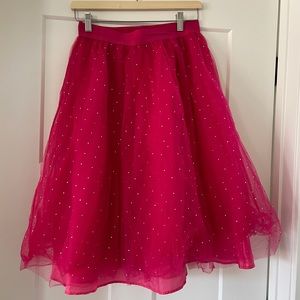 MIDI Pink tulle Skirt with rhinestones